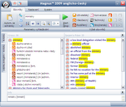 Hlavní okno slovníku Magnus MANAGER